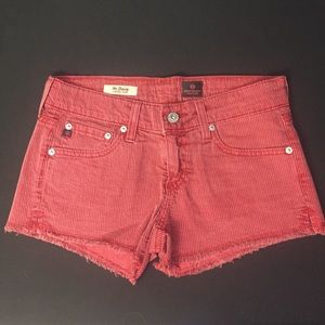 Adriano Goldschmied Red and Black Striped Shorts